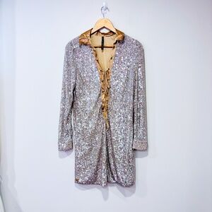 MANILA GRACE Gold sequins dress